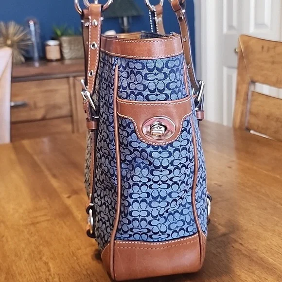 Coach Vintage Micro Kissing C's Denim Tote Euc - Picture 4 of 16